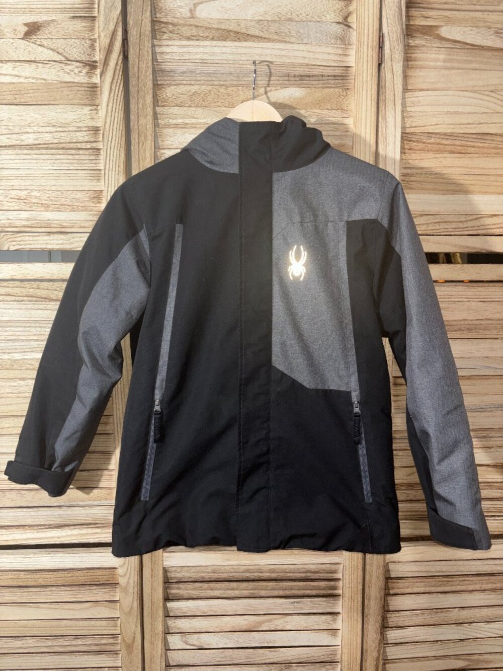 Spyder Kids Technical Winter Ski Jacket Grey Black Size M 10/12